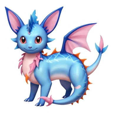 Salandit-Vaporeon-Sylveon-Fakémon-hybrid-creature (full body)  sticker