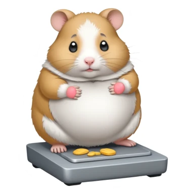 fat hamster pregnant belly stepping on a broken scale looking guilty sticker