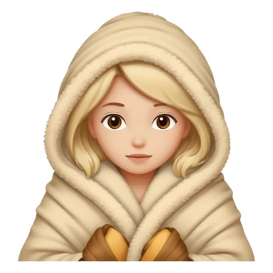 girl wrapped up in fluffy beige blanket sticker