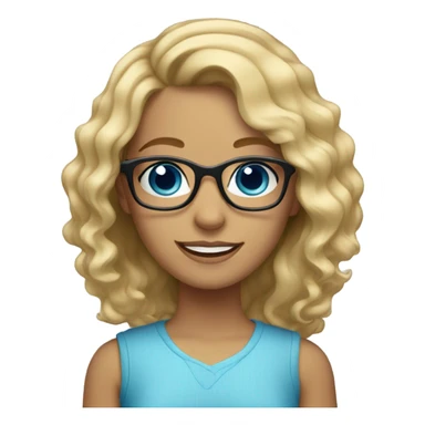 blonde wave girl with blue eyes with glasses  sticker