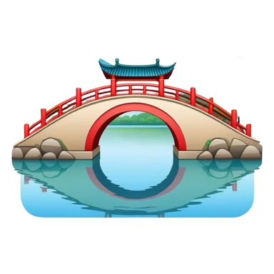 Broken Bridge of West Lake Hangzhou super simplified cute emoji style with bold outlines bright colors cartoon Chinese arch bridge sticker