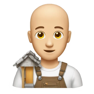 Man building house, no hair, clou sticker