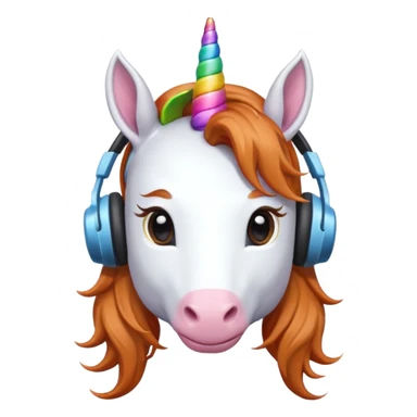 headphone wearing unicorn with ginger  hair sticker