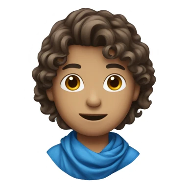 a boy with long wavy brown hair wearing a blue bandana  sticker