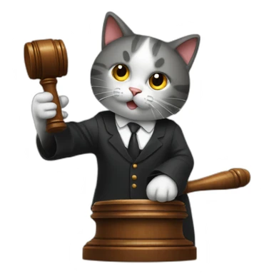 Cat with a gavel, acting as a judge sticker