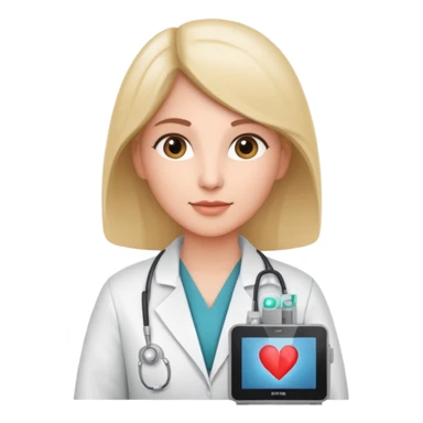 Cardiac sonographer with Philips ultrasound machine sticker