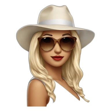 Beautiful women with sunglasses and hat sticker