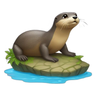 Une loutre sur une tortue sticker