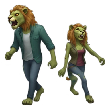 Zombie lions undead male and female walking sticker