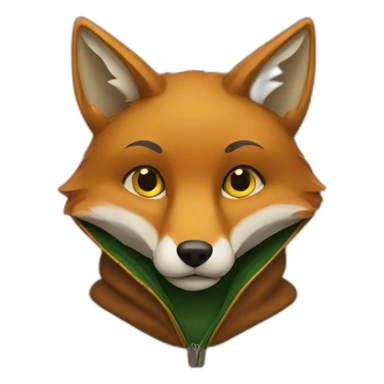 brown fox with yellow eyes and a dark green hood sticker