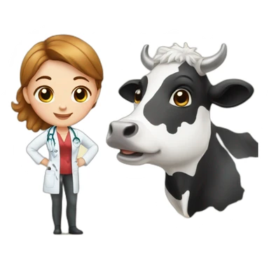 A beautiful veterinary doctor and abeautiful cow sticker