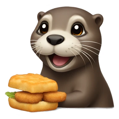 Otter eating chicken nuggets  sticker