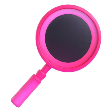 magnifying glass, transparent glass with bright pink gradient from #FF335F to #FF99AA, highlights, minimalistic sticker