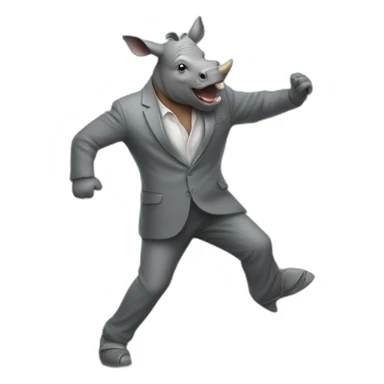 dancing man with rhino head sticker