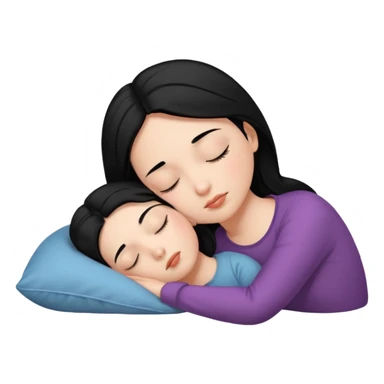 a girl with black hair is sleeping sticker