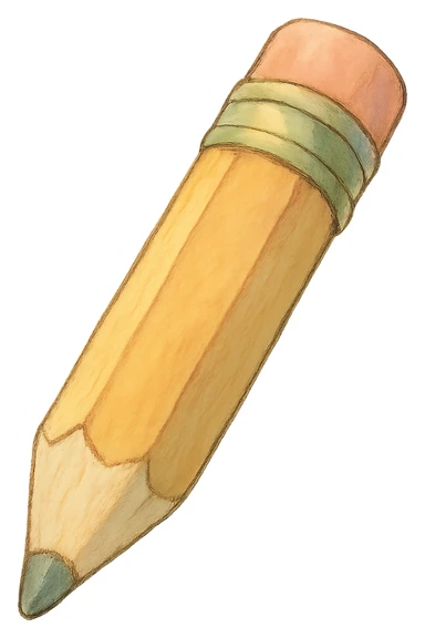 ghibli style icon of a pencil, soft colors, whimsical sticker