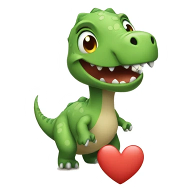 Dinosaur cute with heart sticker