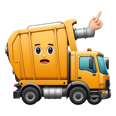 Upside down garbage truck middle finger sticker