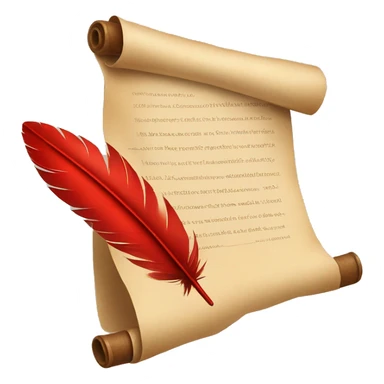 paper scroll and red quill sticker