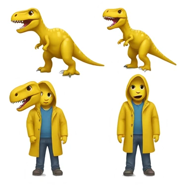 dinosaur in a yellow raincoat sticker