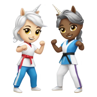 Taekwondo unicorn sisters sticker