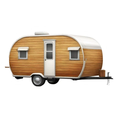 Realistic vintage round wooden travel trailer isolated.  sticker