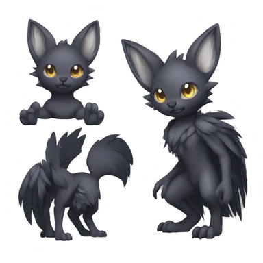 Cute cool shiny fantasy dark-shadow-themed animal hybrid Fakemon full body sticker