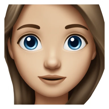 realistic portrait of a girl with long brown hair and blue eyes sticker