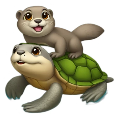 Une loutre sur une tortue sticker