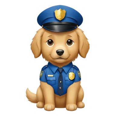 Golden retriever with police outfit sticker