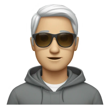 White Person in grey hoodie wearing sunglasses sticker