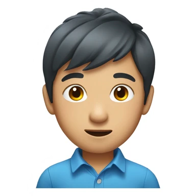 Head shot of Asian boy Wearing a blue shirt sticker