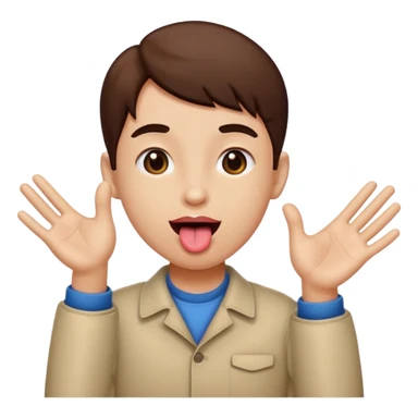 Tounge out with hands to the side sticker