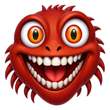 Creature comes out of the eye of a another creature who has red skin and a wide smile with long teeth sticker