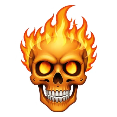 A burning skull with high flames sticker