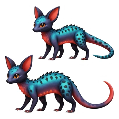 Dark magma-gradients-colored Salandit-Umbreon-Genet-Noivern-Noibat-Serval-Hybrid (Full body) sticker
