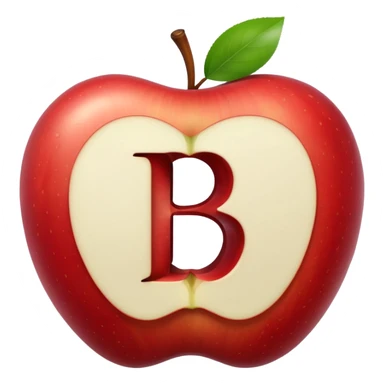 O like empty apple inside letter B sticker