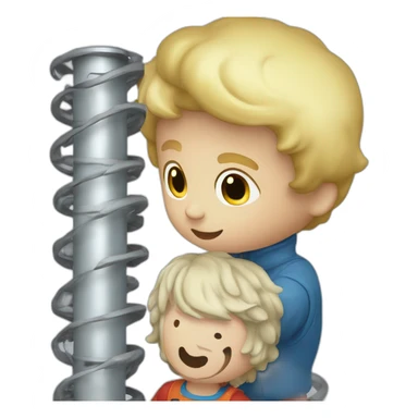 A little boy with en skelter sticker