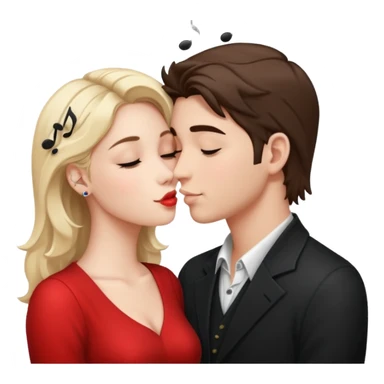 a good looking man and good looking woman are Kissing, with music notes sticker