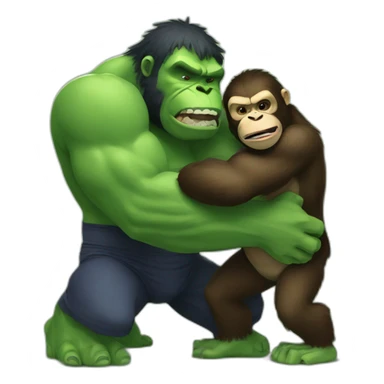 Ape giving hulk a hug sticker