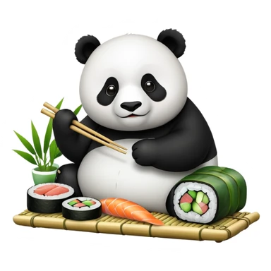 panda eating sushi sticker
