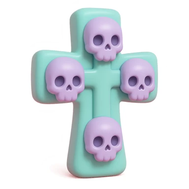 goth cross with skulls, vinyl figure style sticker