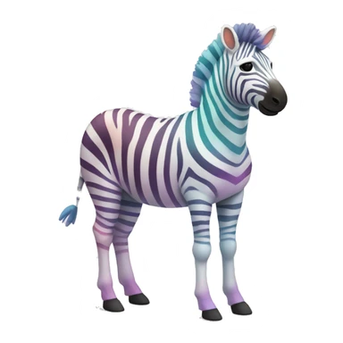 white zebra with pastel rainbow stripes no black full body sticker