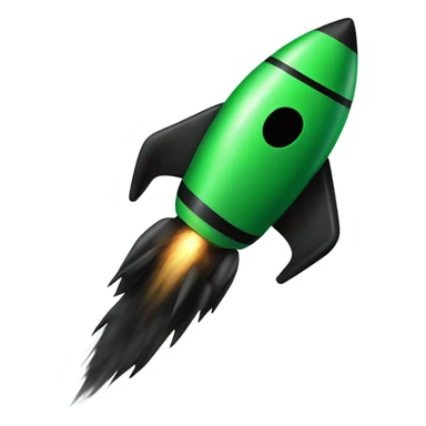 green and black rocket ship sticker