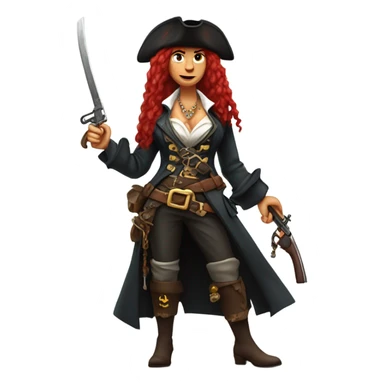 Dangerous female pirate with long red hair sticker