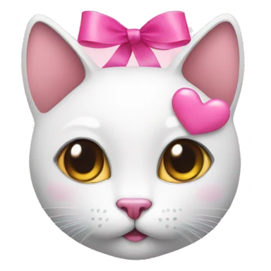 Cat with pink ribbon and pink hearts sticker