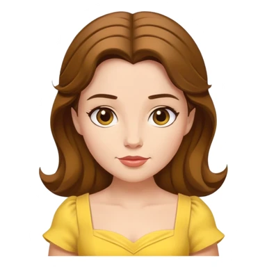 minimal Belle princess with yellow dress and brown hair, extremely simple sticker