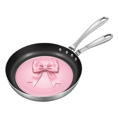 frying pan with light pink bow on handle sticker