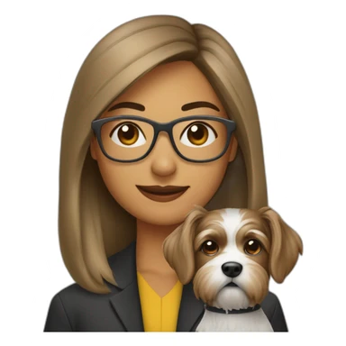 mujer pelo castaño con gafas y perro pastor alemán sticker