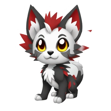 Anthro cool edgy black white grey punk red animal hybrid Fakemon full body sticker